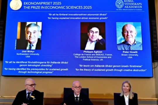 2025 Nobel Prize in Economics awarded to Mokyr, Aghion, and Howitt for innovation-driven growth