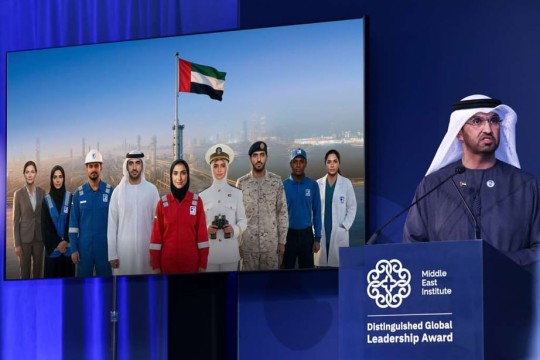 Sultan Al Jaber dedicates MEI’s Leadership Award to UAE President, frontline workers