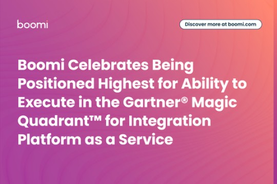 Boomi Celebrates Being Positioned Highest for Ability to Execute in the Gartner® Magic Quadrant™ for Integration Platform as a Service