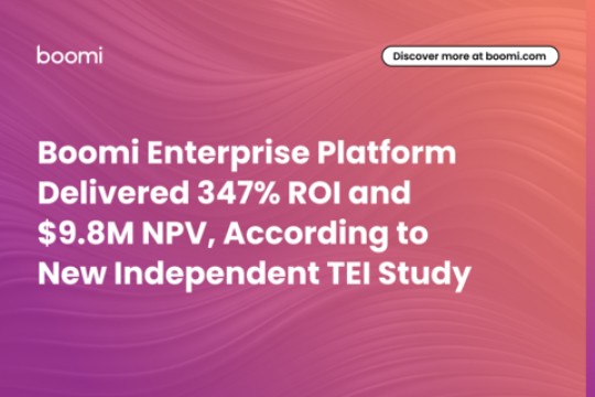 Boomi Enterprise Platform Delivered 347% ROI and $9.8M NPV, According To New Independent TEI Study
