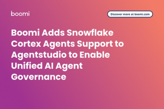 Boomi تعلن عن إضافة دعم Snowflake Cortex Agents إلى منصة Agentstudio، بما يتيح تمكين حوكمة موحّدة لوكلاء الذكاء الاصطناعي